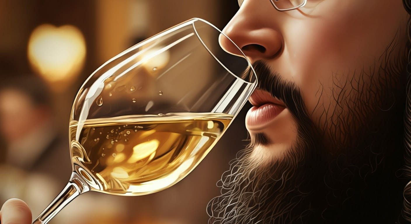 Realistic Comic-Style Wine Tasting Moment