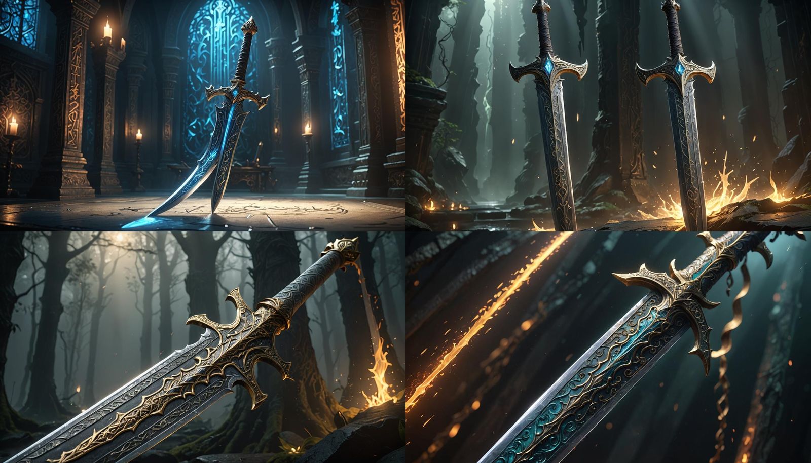 Elven Sword with Ancient Script in Anime Style