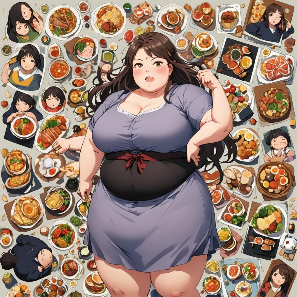 Anime Style Image of a Plus-Size Woman