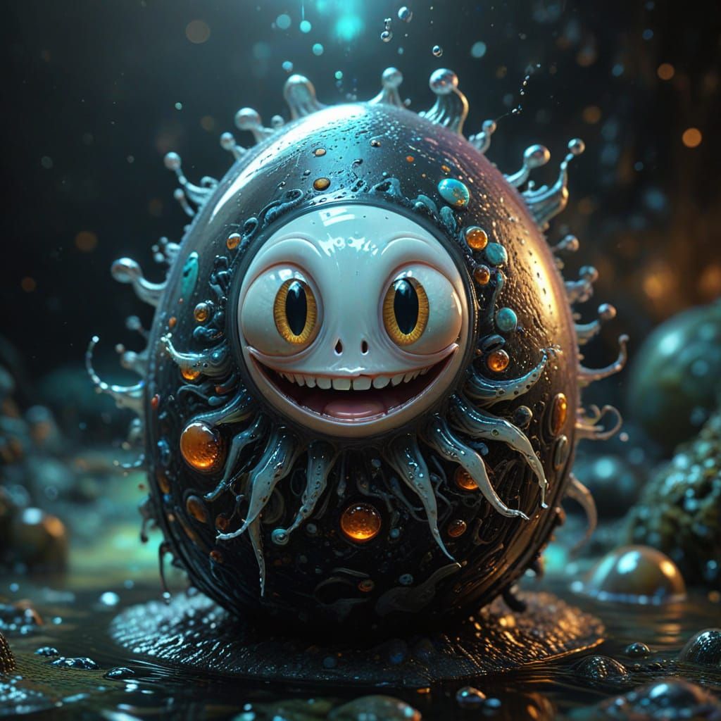 Surreal Spermatozoon and Egg in Cosmic Splash Art