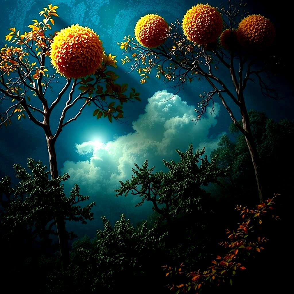 Golden Autumn Landscape with Radiant Light