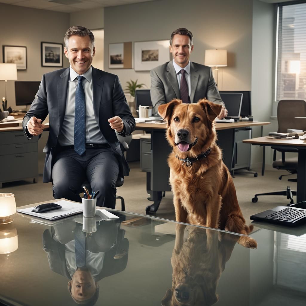 Serious Businessman Surrounded by Office Atmosphere
