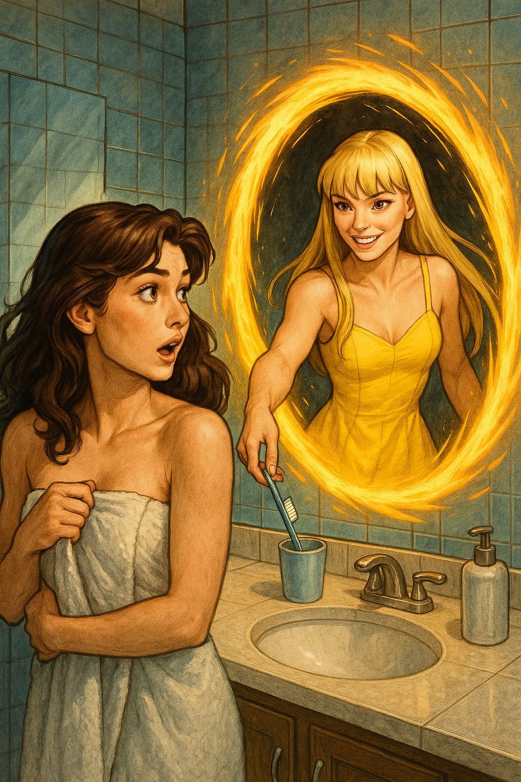 Kitty Pryde Surprised by Illyana Rasputin Emerging from Port...