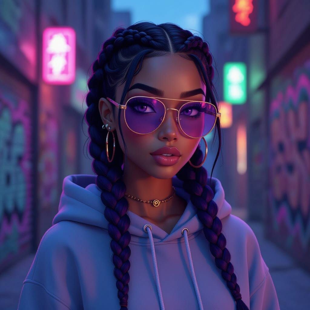 African American Woman in Urban Alleyway at Twilight