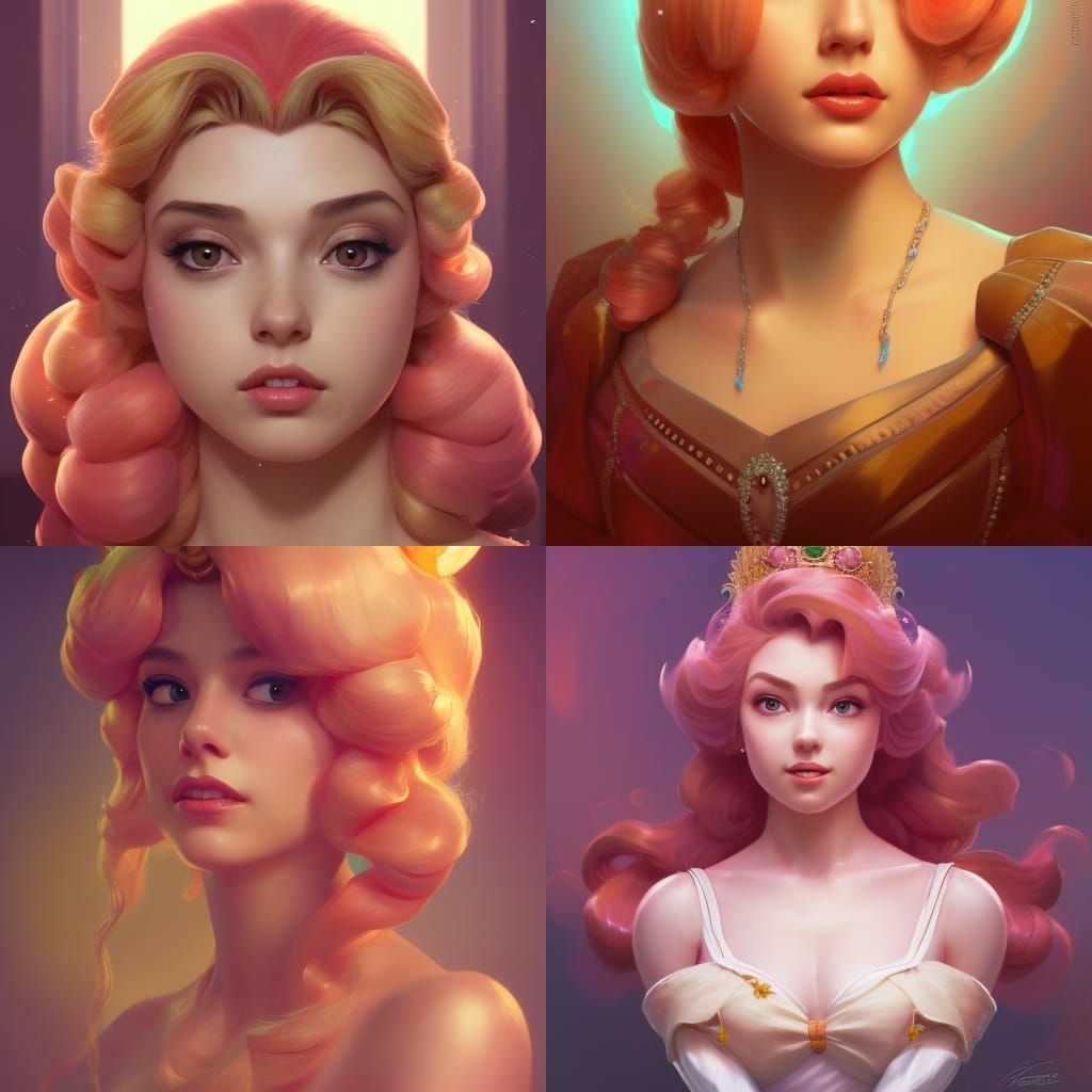 Princess Peach Portrait in Art Nouveau Style