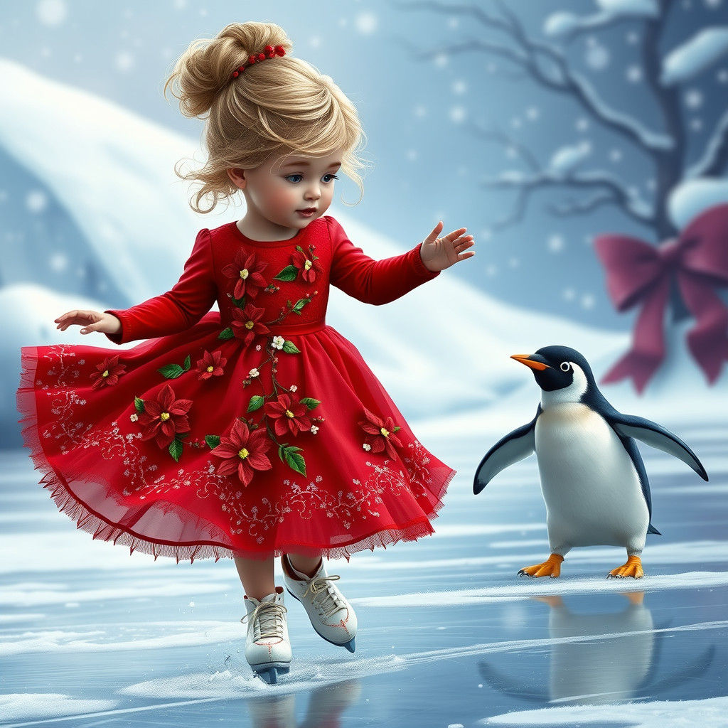 Girl and Penguin on Ice: Concept Art