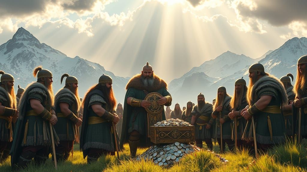 Viking Tribe Offers Treasure to King in a Grand Digital Mast...