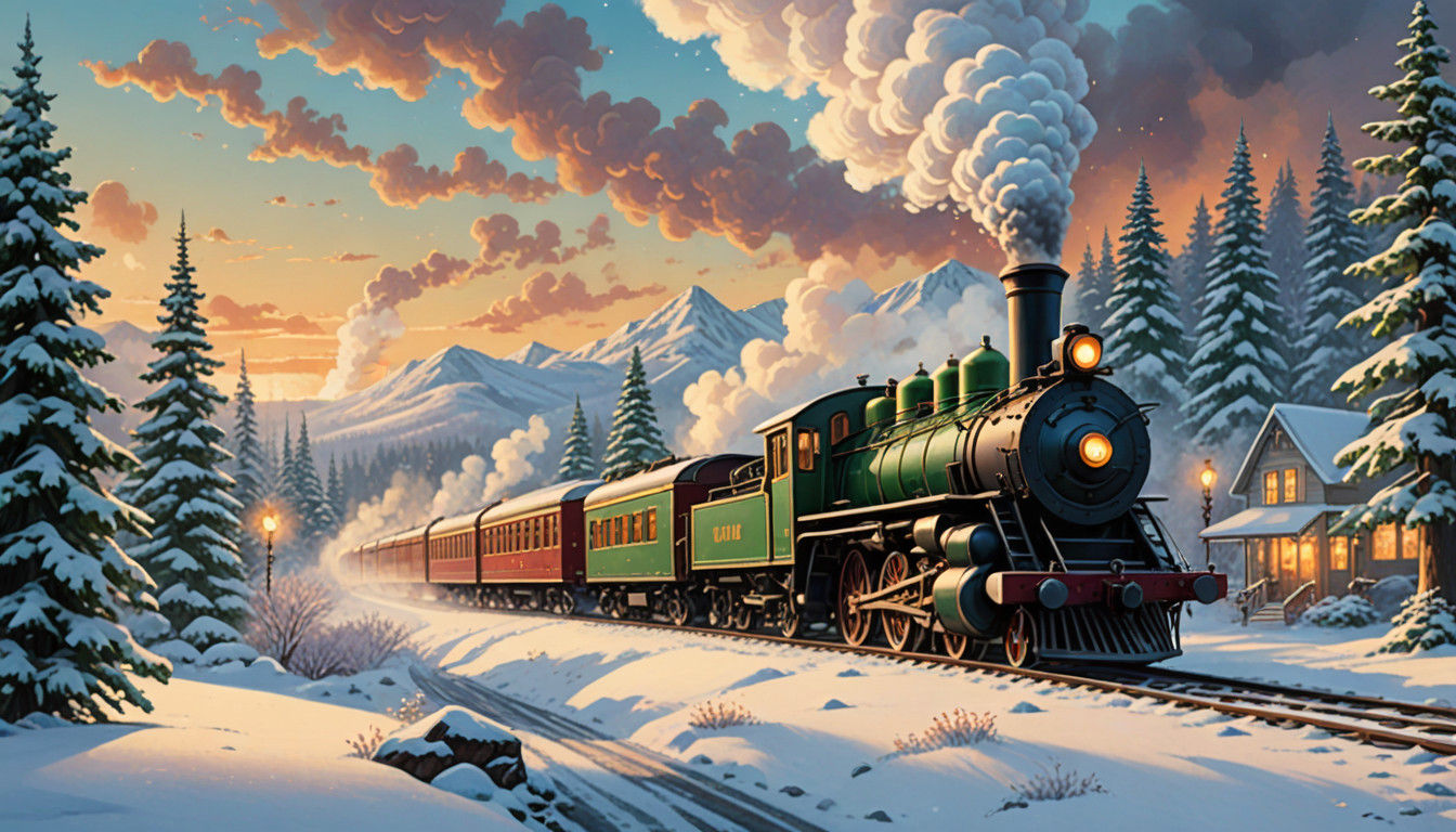 Vintage Steam Locomotive Chugs Through Winter Wonderland in....