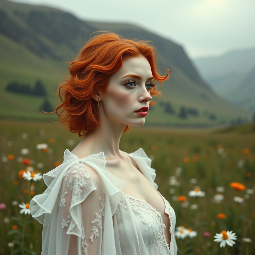 Ethereal Scottish Glen Portrait in Romantic Realism Style