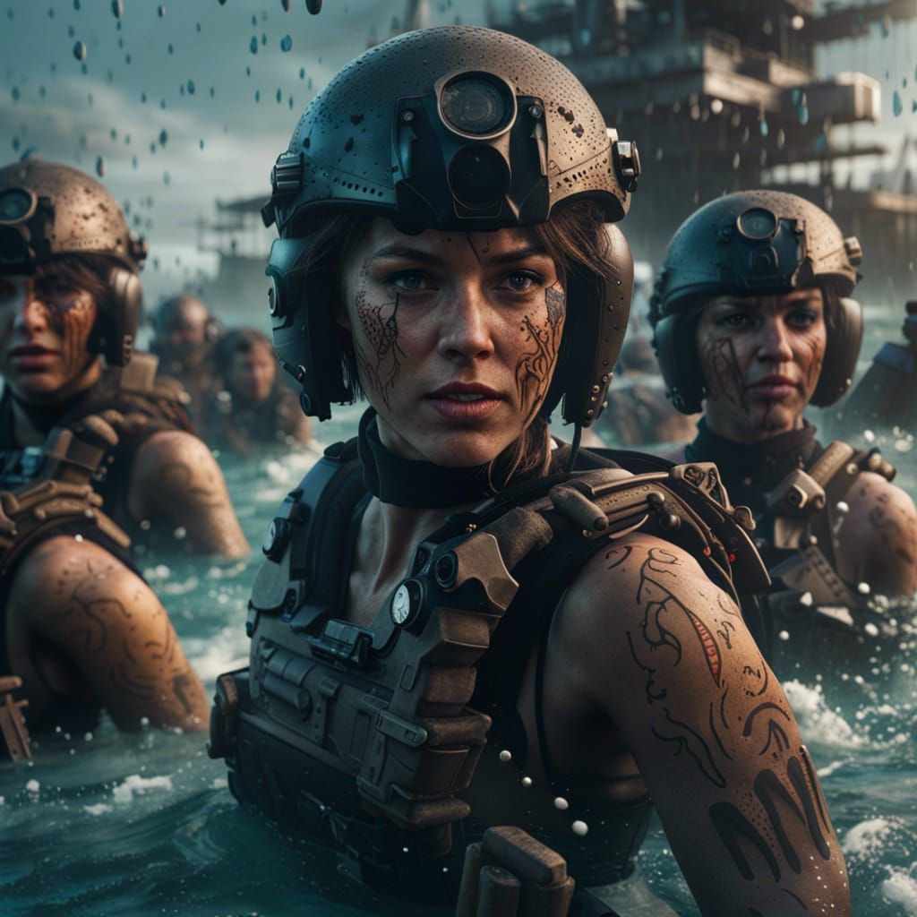 Fantasy Art: Special Forces Soldiers Bathing