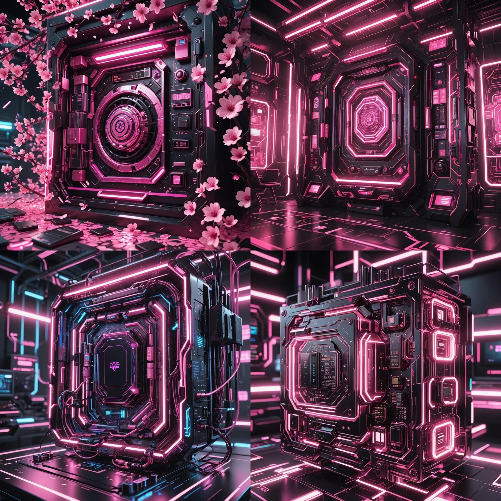 Pink and Black Bank Vault Opener in 3D Anime Style