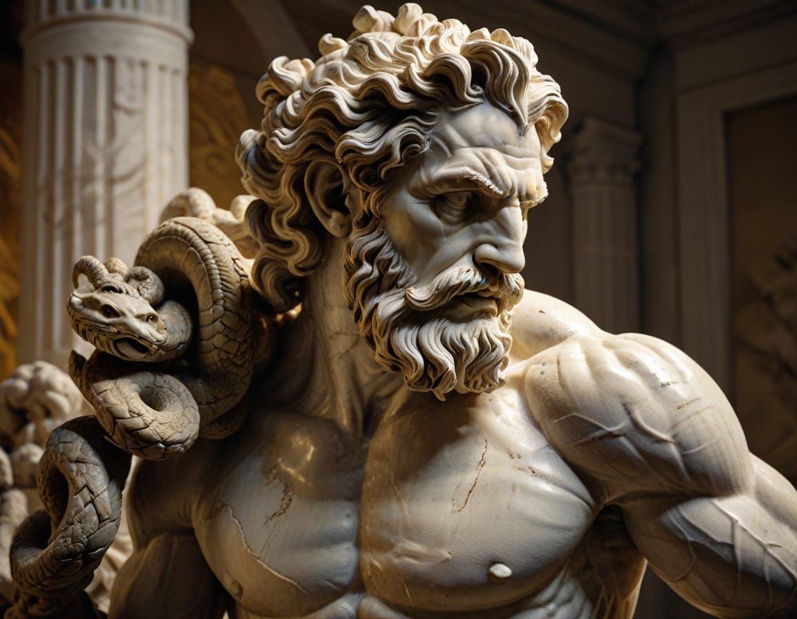 Laocoon's Struggle: A Classical Sculpture in Baroque Style