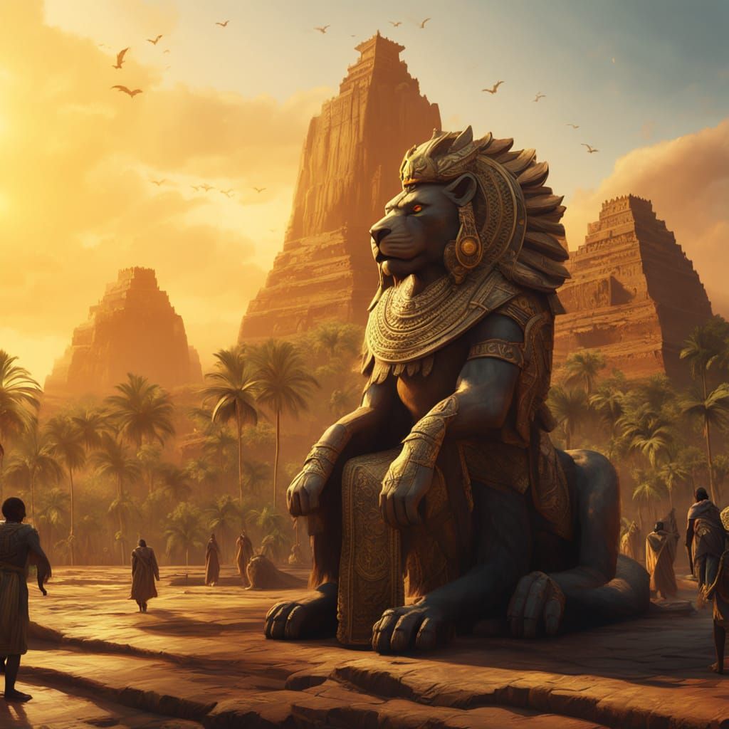 Epic Hyper-Realistic Scene of Ancient African-Inspired Civil...