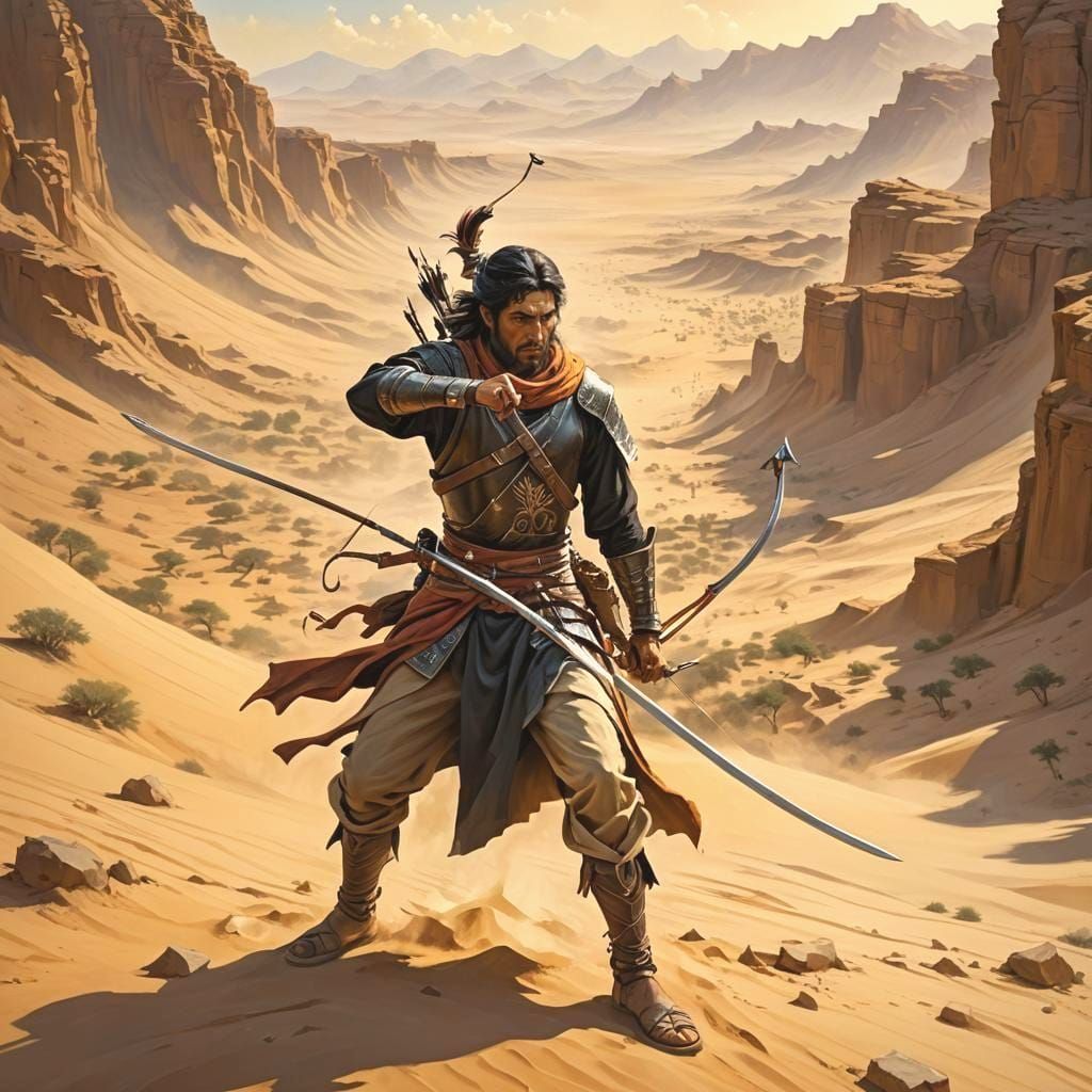 Fantasy Samurai Warrior Escapes Captivity as Oil Painting