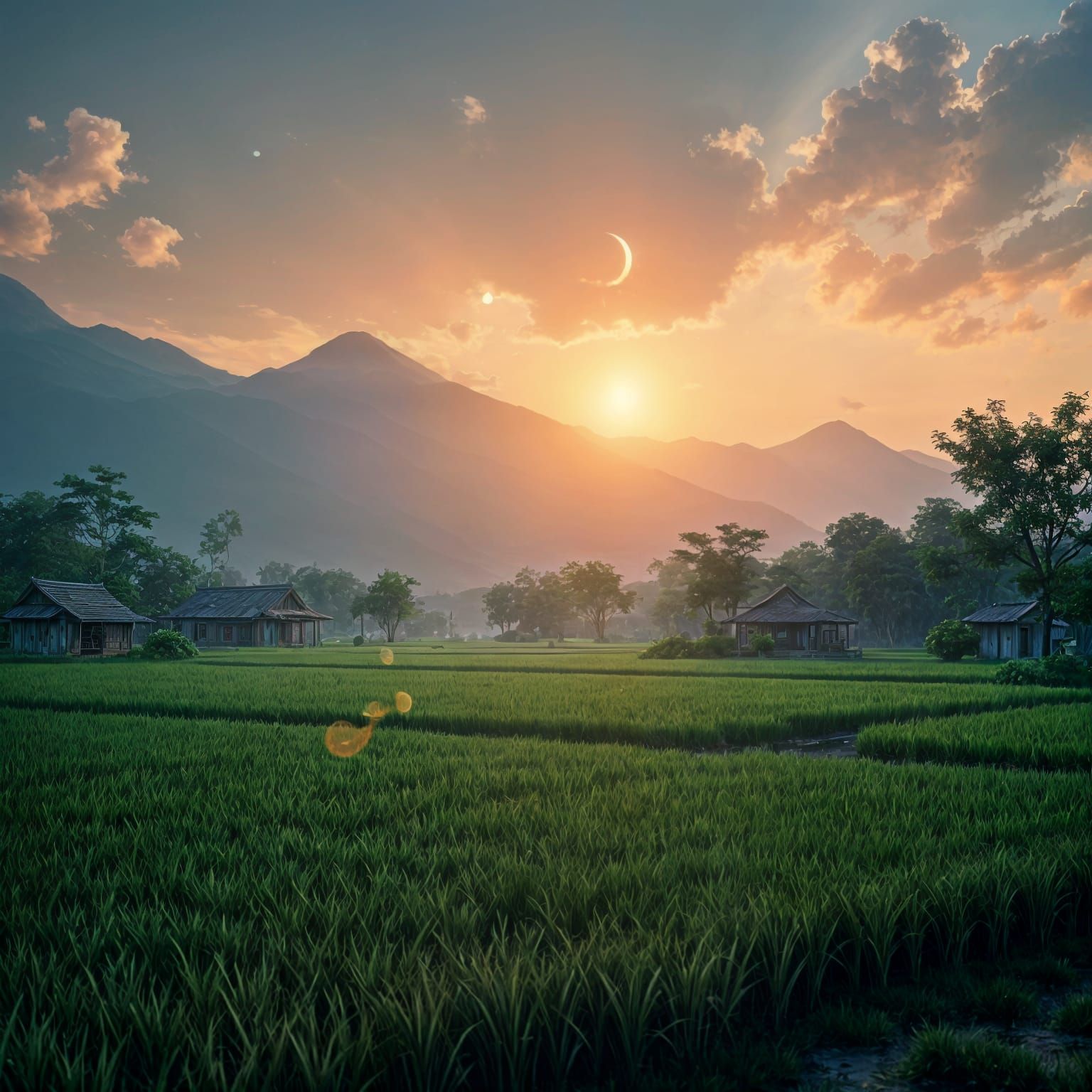 Kedah Village at Night, Makoto Shinkai Style