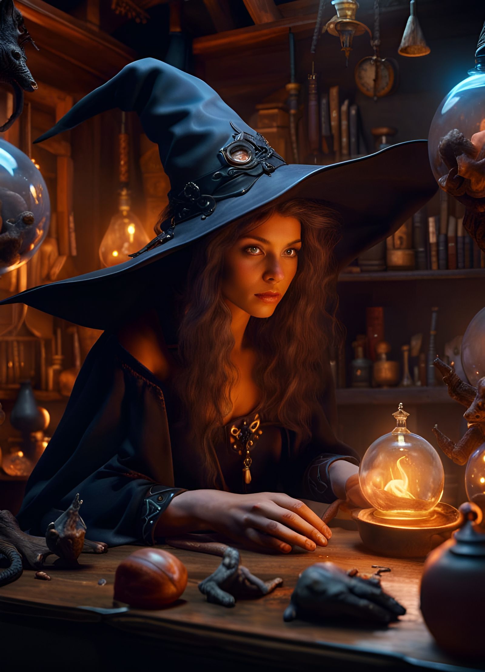 Hyperrealistic Witch in Her Magic Room, 8K UHD