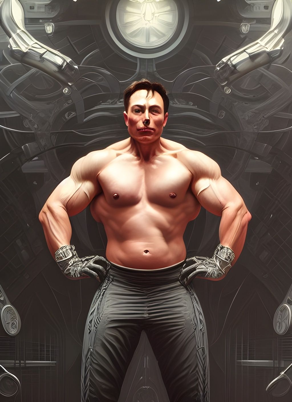 Muscular Elon Musk Gym Fantasy: Digital Art