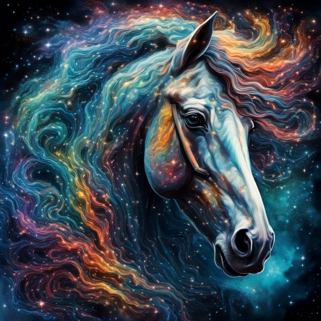 Horse Queen Viking in Graffiti Splash Art