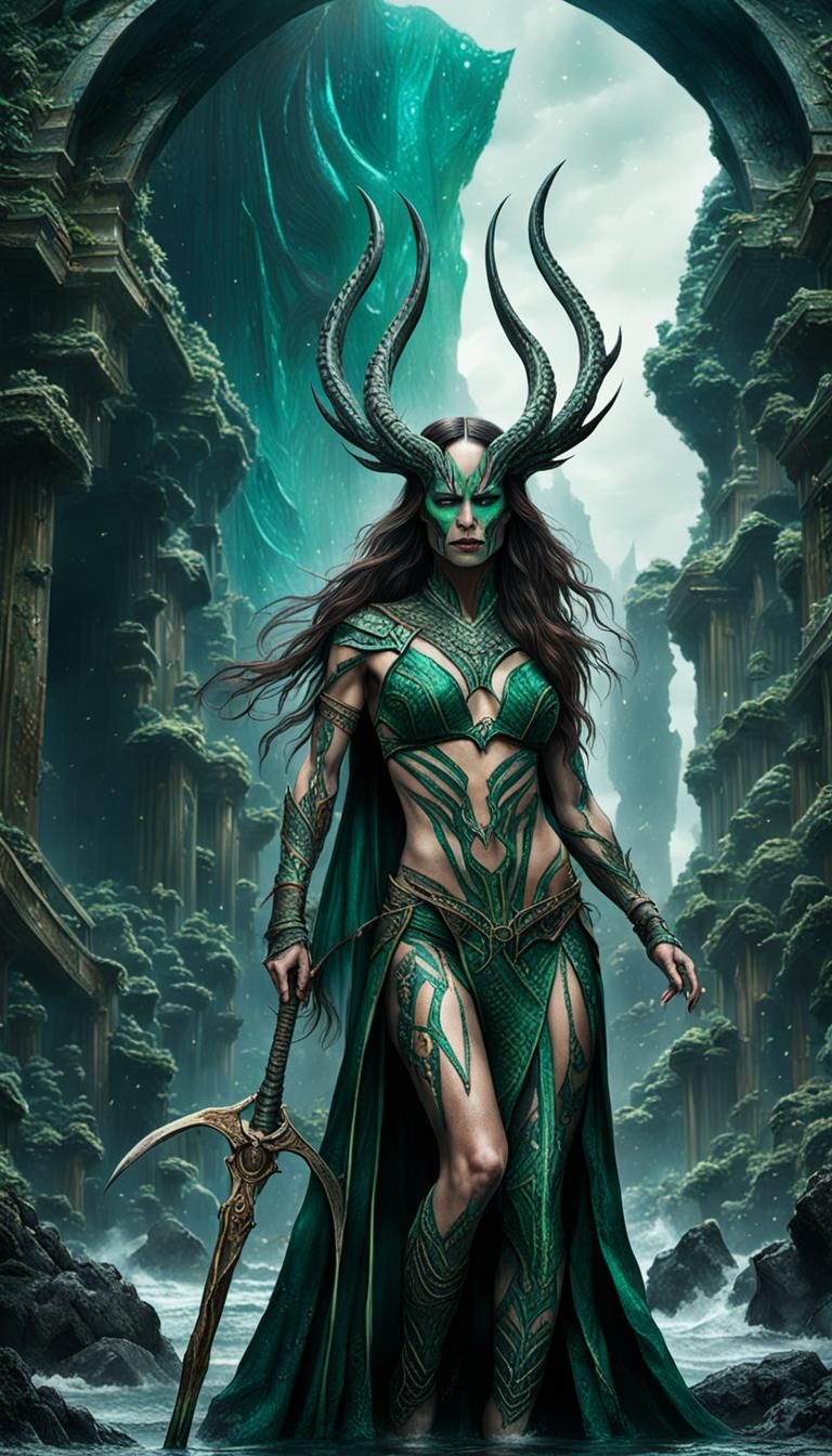 Goddess of Death in Bikini Costume, Digital Portrait