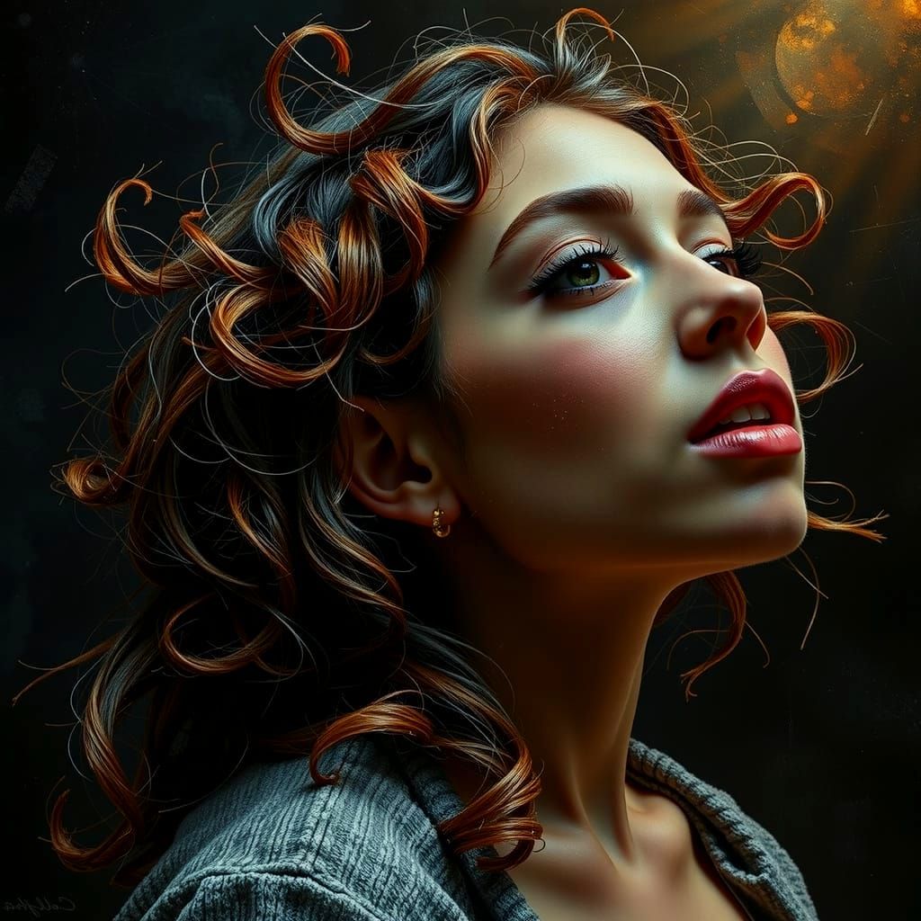 Vibrant Red Abstract Forms Twisting and Curling