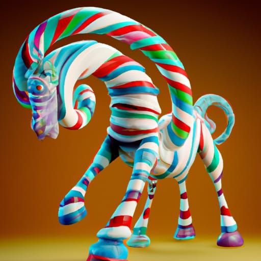 Candy Cane Horse in Pixar Style