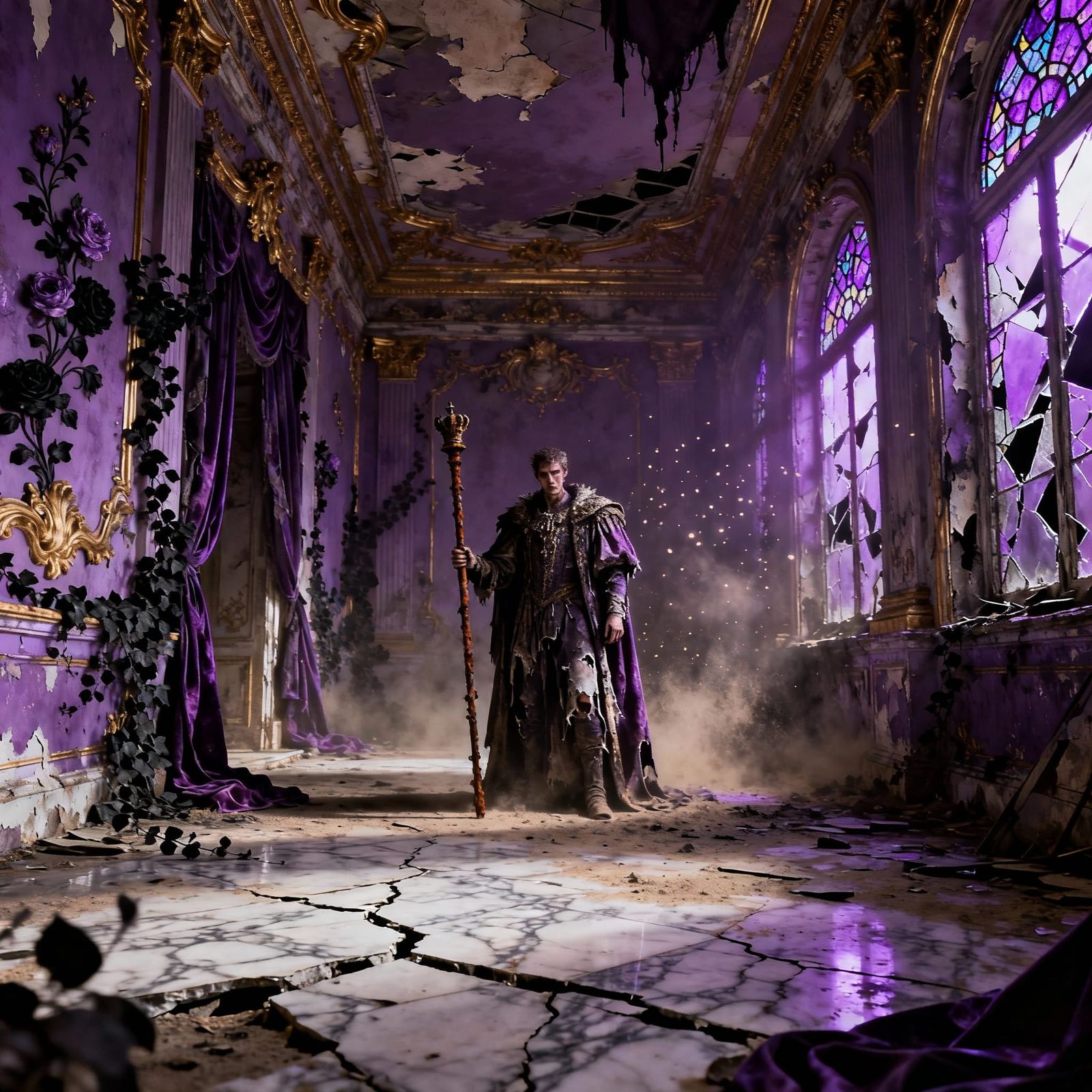Grimdark Baroque Style Art in Shades of Purple