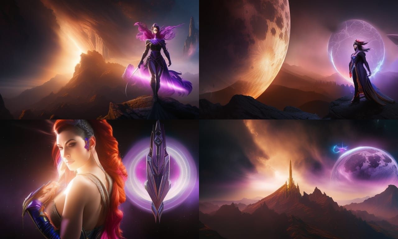 Glowing Superhero Woman in Space, Digital Art