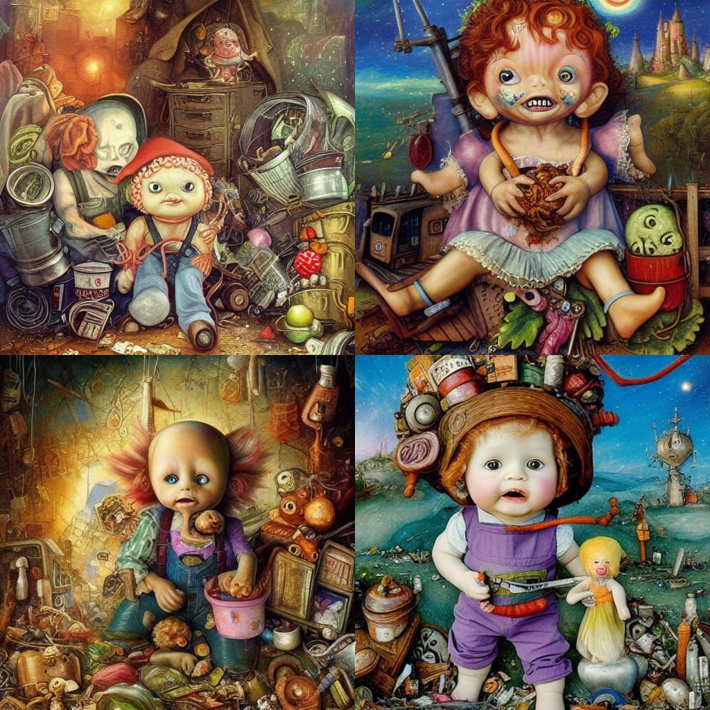 Sinister Doll Feast in Junkyard Wasteland