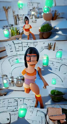 Fantasy Linda Belcher: 3D Render with Ambient Lighting