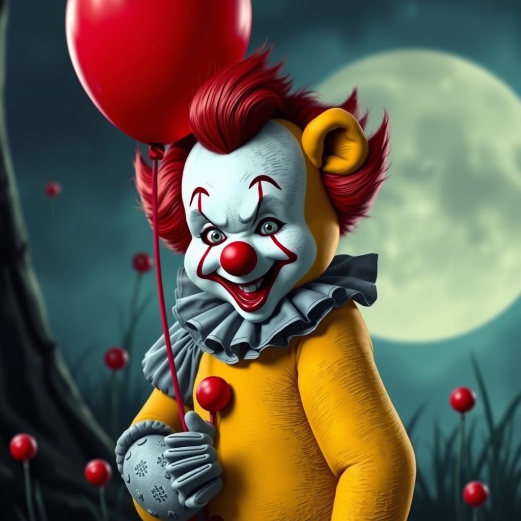 Winnie the Pooh as Pennywise Clown