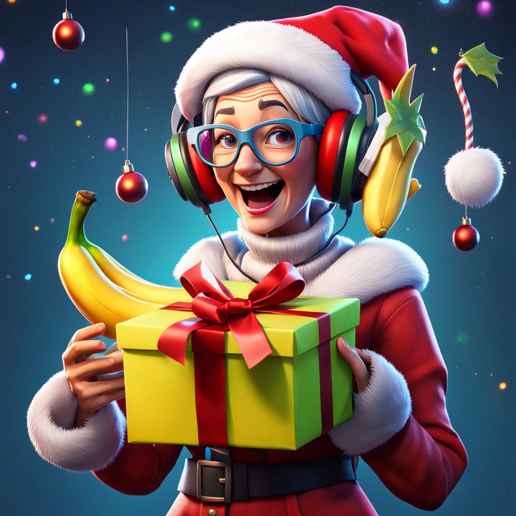 Granny Gamer Opens Christmas Gift: Pixar-Style 3D Art