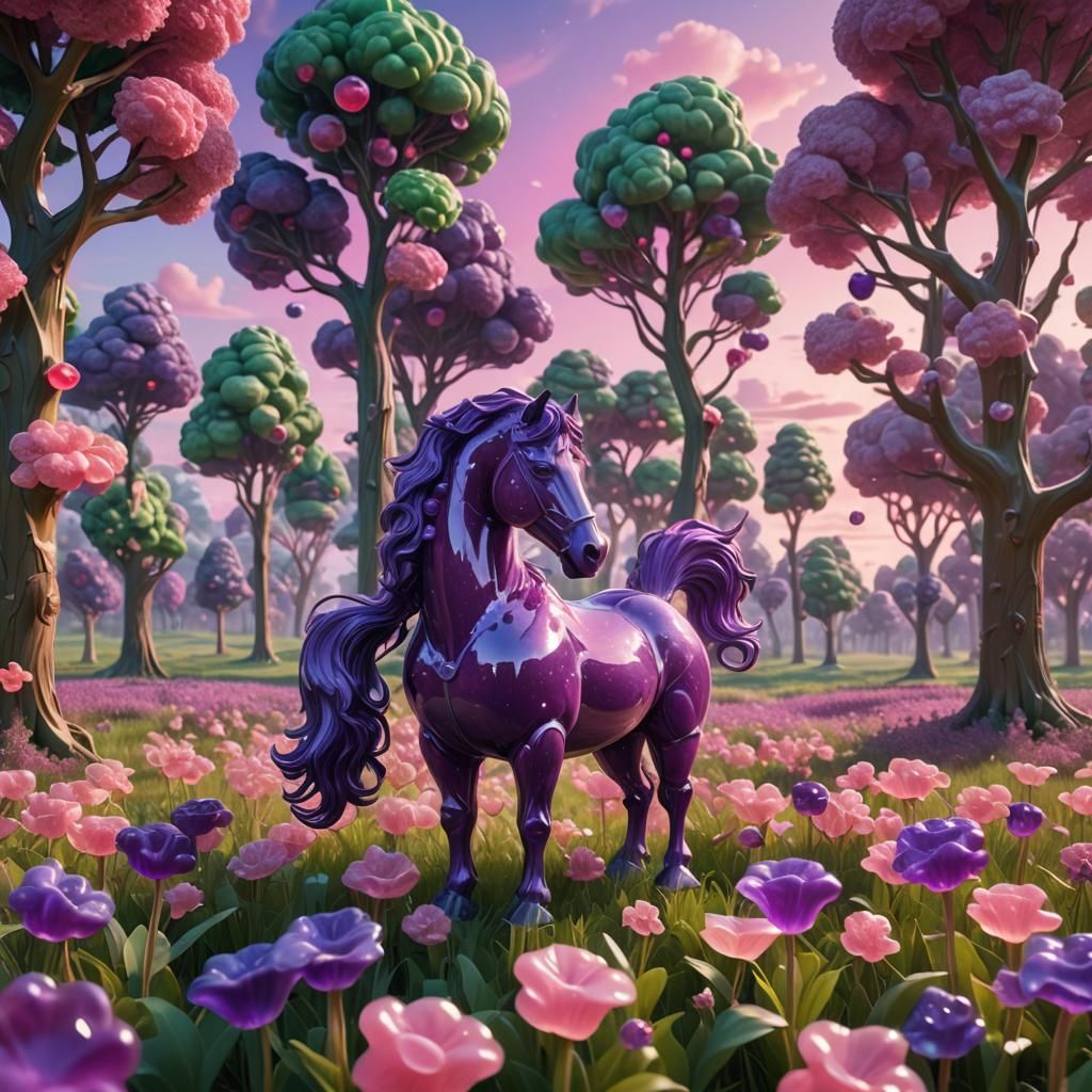 Surreal Jelly Horse in Gummy Bear Sky
