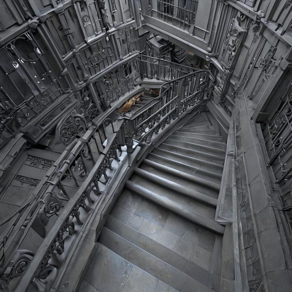 Art Deco Staircase in Dark Spiritualist Center