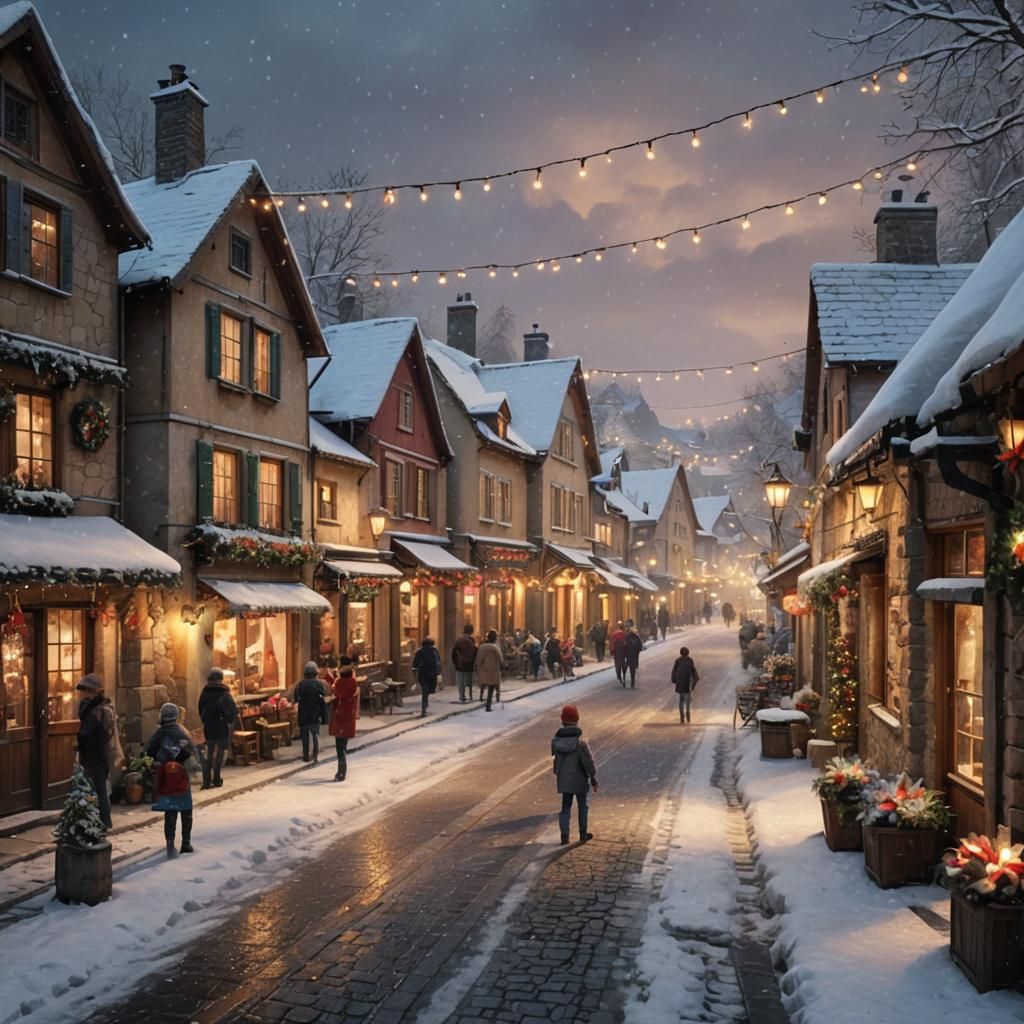 Winter Wonderland Village Christmas Celebration in Photoreal...
