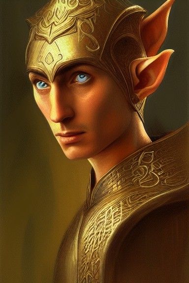 Elven Knight Portrait in Oil Painting Style