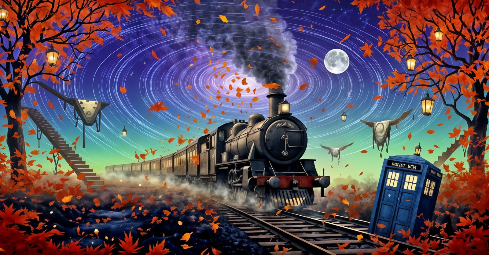 Surreal Autumn Train in Dreamscape