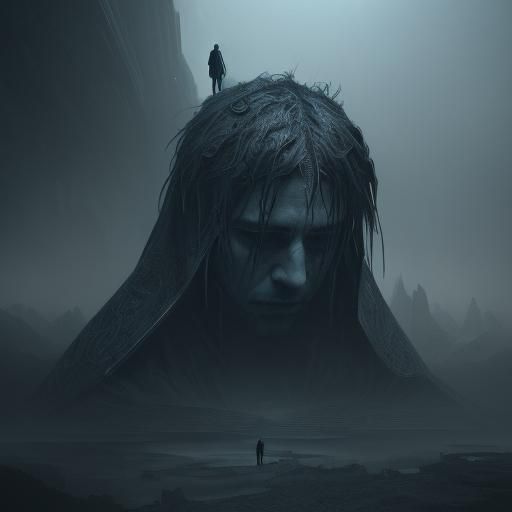 Depressed Man Illustration in Dramatic Cinematic Style