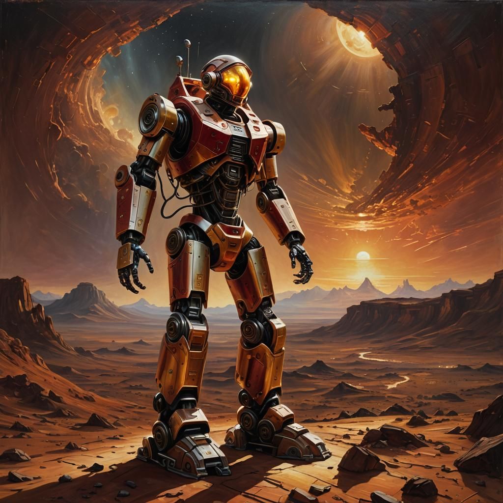 Mars Rover in Renaissance Style with Chiaroscuro