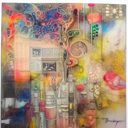 Intricate Encaustic Painting of Light and Laughter