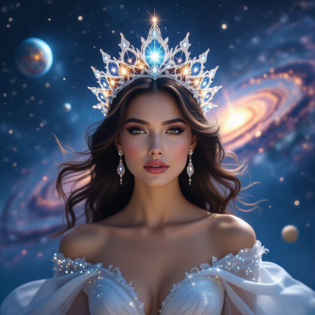 Celestial Empress Adorned with Constellations in Space