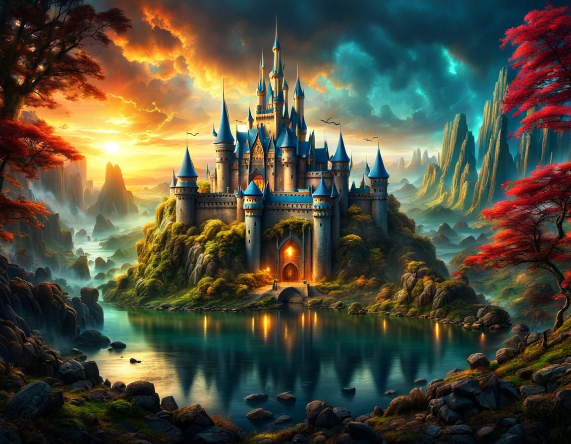 Epic Fantasy Kingdom with Mystical Creatures