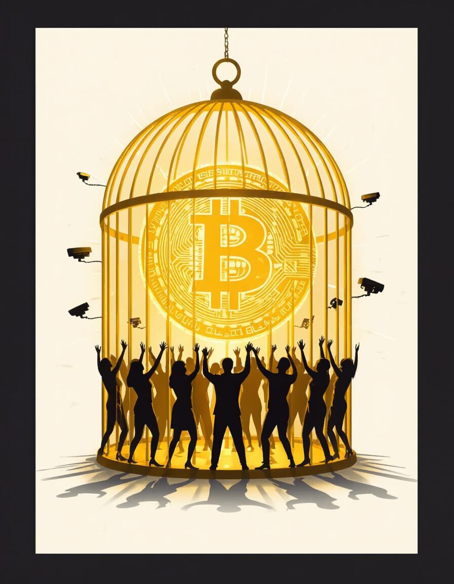 Surreal Golden Cage Bitcoin Dance