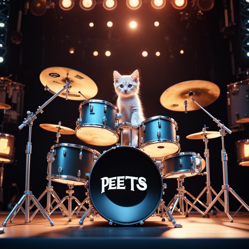Kittens Rocking Cosmic Stage with Instruments