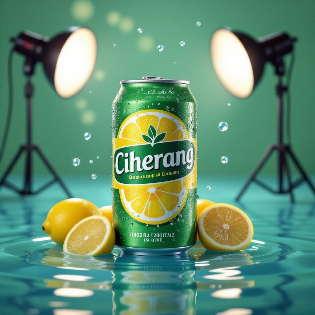 Ciherang Drink Can in a Pool of Water