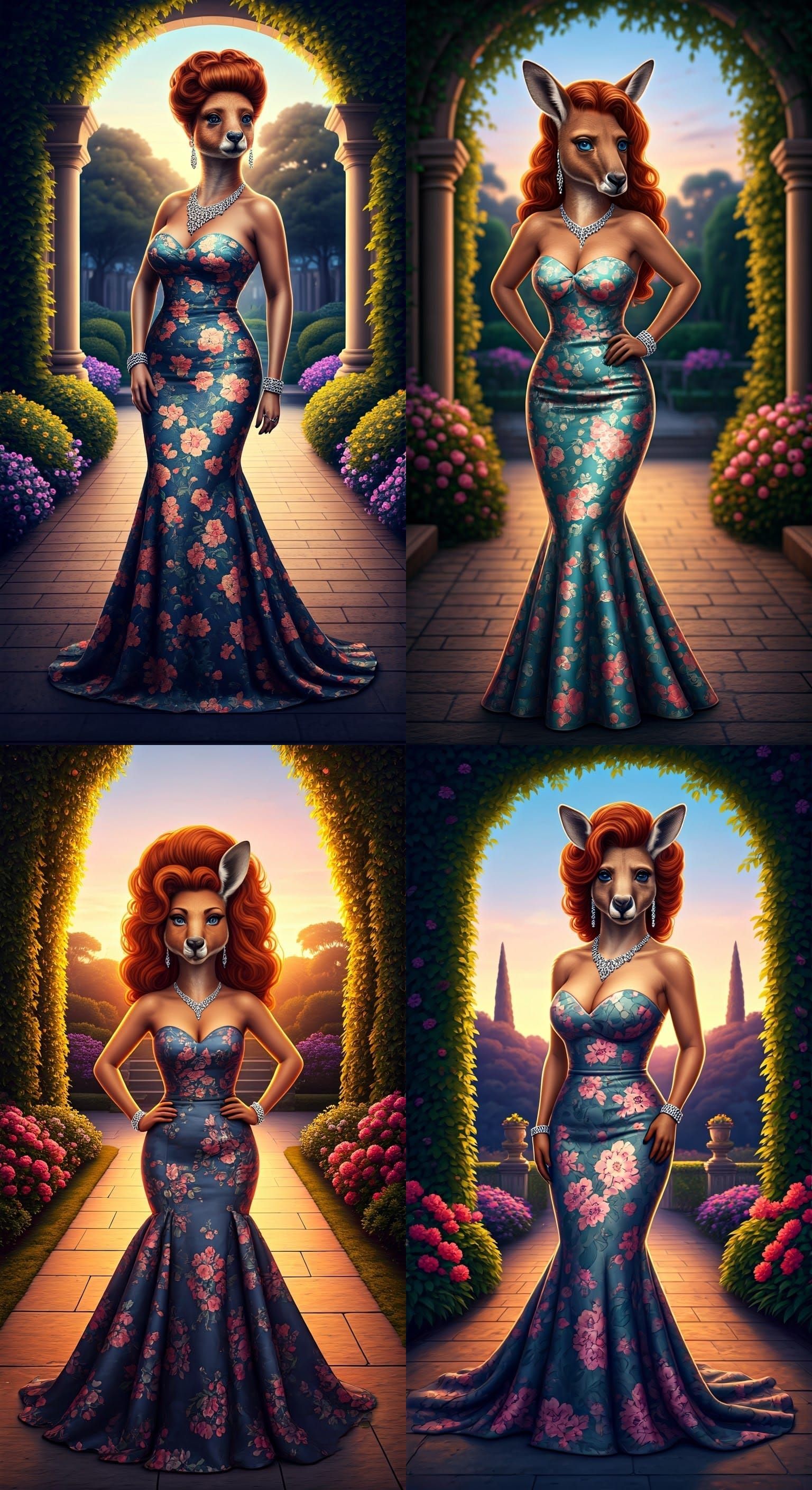 Glamorous Kangaroo Lady in Evening Gown