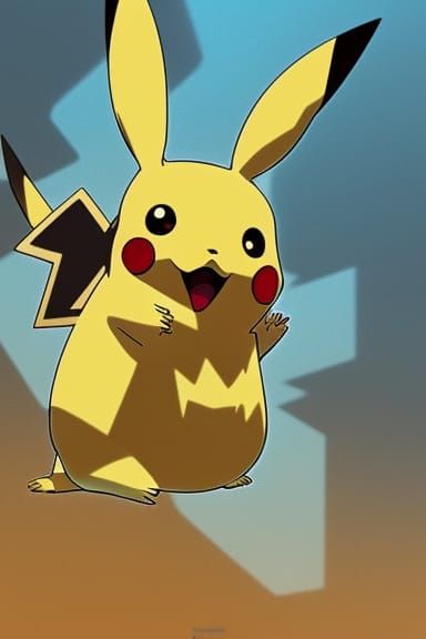 Pikachu's Thunderbolt Attack in Ghibli Anime Style