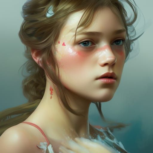 Portrait of Russian Girl, Art Nouveau Style