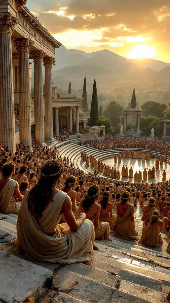 Ancient Greek Theater in Full Action