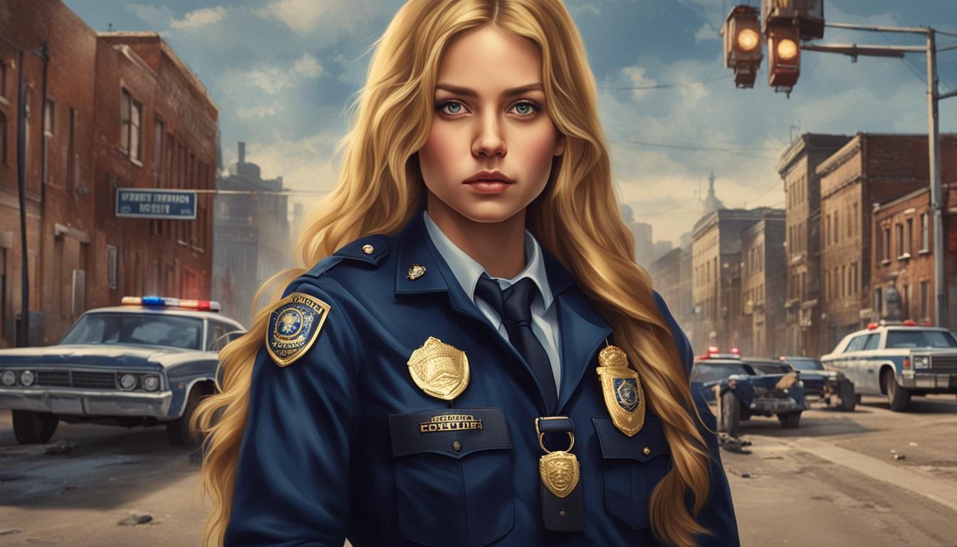 American Girl as Police Officer in Cinematic Style