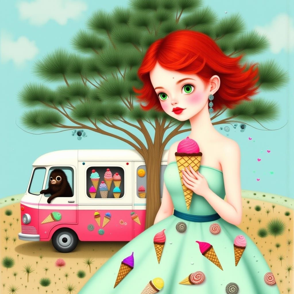 Charming Watercolor Portrait of a Young Woman with Red Hair ...